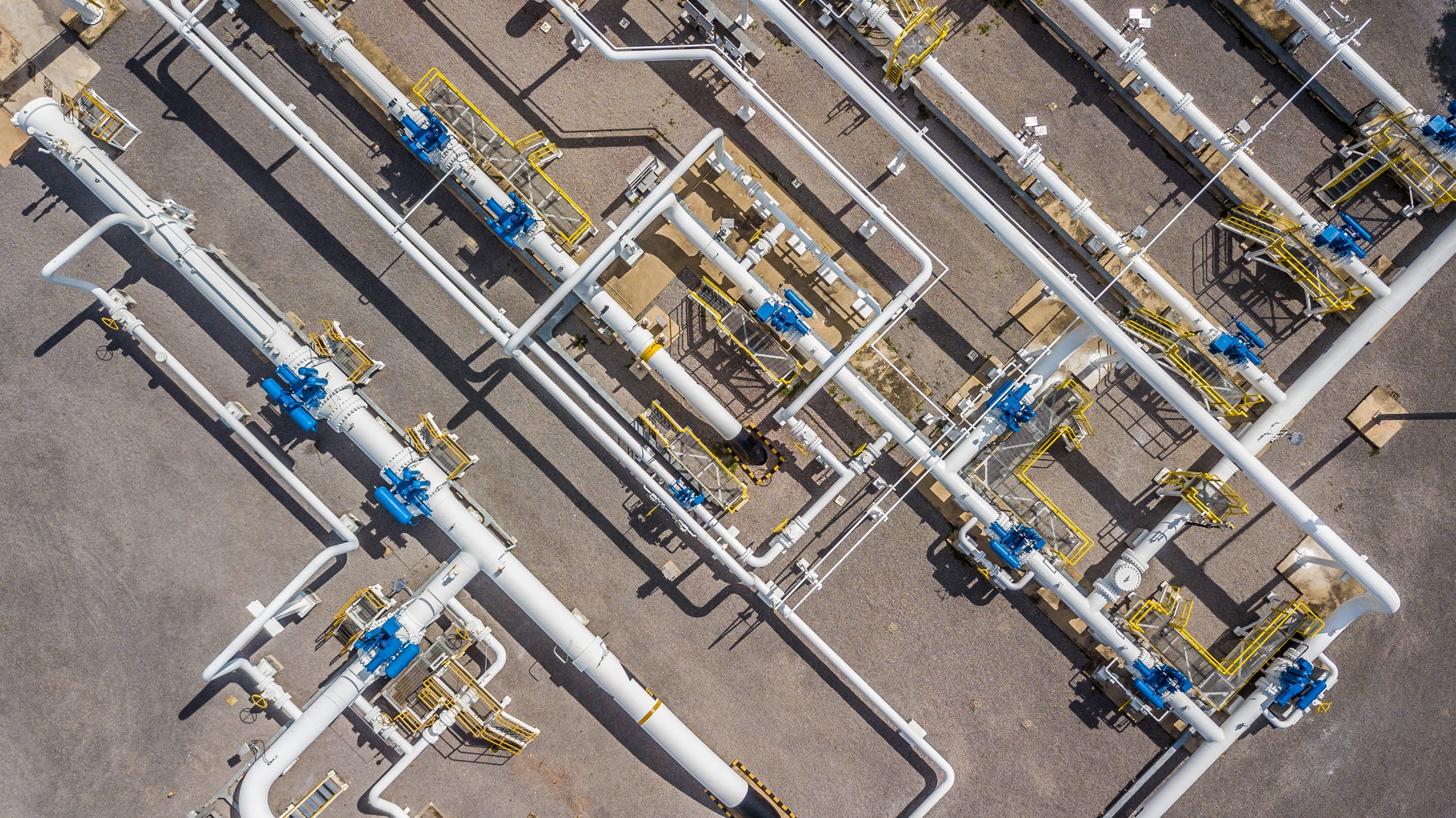 Aerial top view of natural gas pipeline.